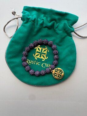 Rustic Cuff Purple and Gold Bracelet